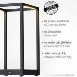 Wohnzimmerlampen|Schlafzimmer Lampen*Paul Neuhaus Schwarze LED Tischlampe dimmbar Touch 26 cm 4 W Memory
