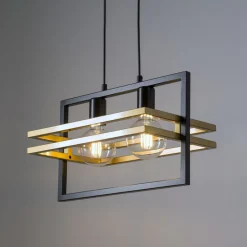Moderne Lampen|Designerlampen*Sigma Schwarze Pendelleuchte Gold Metall bis 0,8 m L:40,5 cm