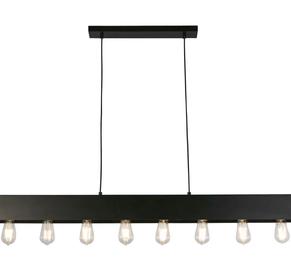Wohnzimmerlampen|Esszimmer Lampen*Searchlight Schwarze Pendelleuchte Metall E27 8-flmg 80 cm lang