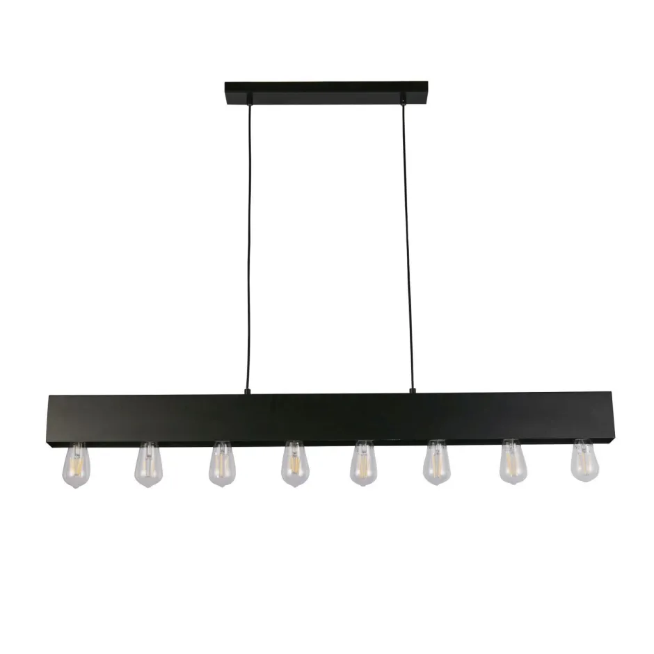 Wohnzimmerlampen|Esszimmer Lampen*Searchlight Schwarze Pendelleuchte Metall E27 8-flmg 80 cm lang