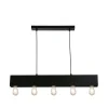 Searchlight Schwarze Pendelleuchte Metall 5-flmg E27 80 cm länglich< Wohnzimmerlampen|Esszimmer Lampen