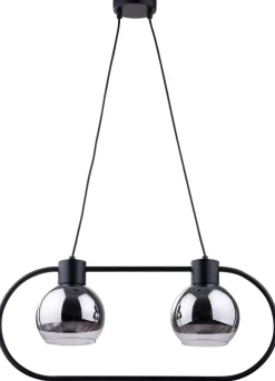 Sigma Schwarze Pendelleuchte Metall Glas Silber bis 0,9 m< Hängelampen|Kugellampen