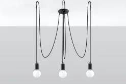 Sollux Schwarze Pendelleuchte Retro 3-flammig max. 3 m flexibel< Hängelampen|Esszimmer Lampen