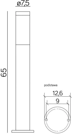 Moderne Außenleuchten|Wegeleuchten*SU-MA Schwarze Pollerleuchte BETULA 65cm Edelstahl IP44