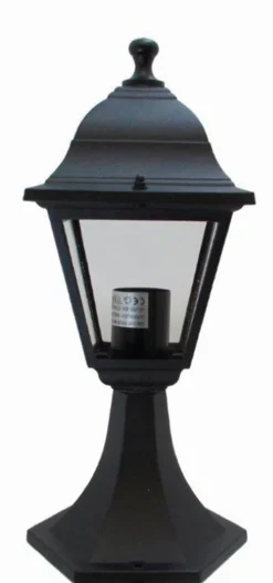 Lido Schwarze Sockelleuchte außen 38 cm klein Rustikal< Außenleuchten Antik|Gartenlaternen