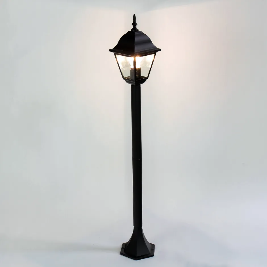 Rustikale Lampen|Wegeleuchten*Easylight Schwarze Stehleuchte Außen ROM H:105cm E27 Laterne