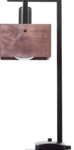 Moderne Lampen|Holzlampen*Sigma Schwarze Tischlampe Holz Metall H:48 cm E27 kompakt