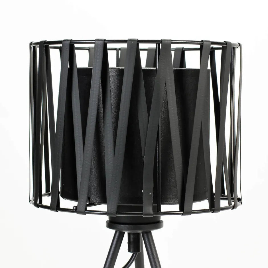 Easylight Schwarze Tischleuchte Metall H 35cm Doppelschirm< Schlafzimmer Lampen|Moderne Lampen