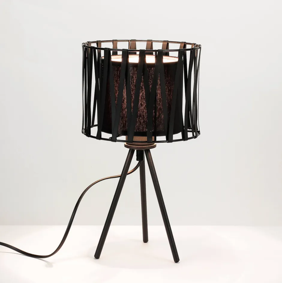 Easylight Schwarze Tischleuchte Metall H 35cm Doppelschirm< Schlafzimmer Lampen|Moderne Lampen