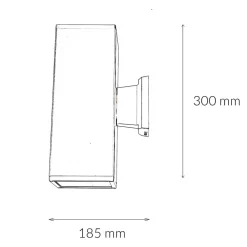 Metall Lampen|Feuchtraumleuchten*SU-MA Schwarze Wandlampe außen IP54 eckig 30cm Up Down