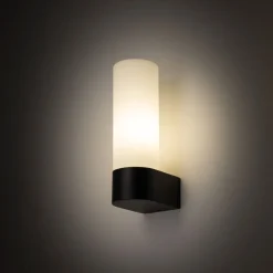 Wandleuchten|Flurlampen*Nowodvorski Schwarze Wandlampe blendarm Glas Metall G9 IP44 B:5 cm