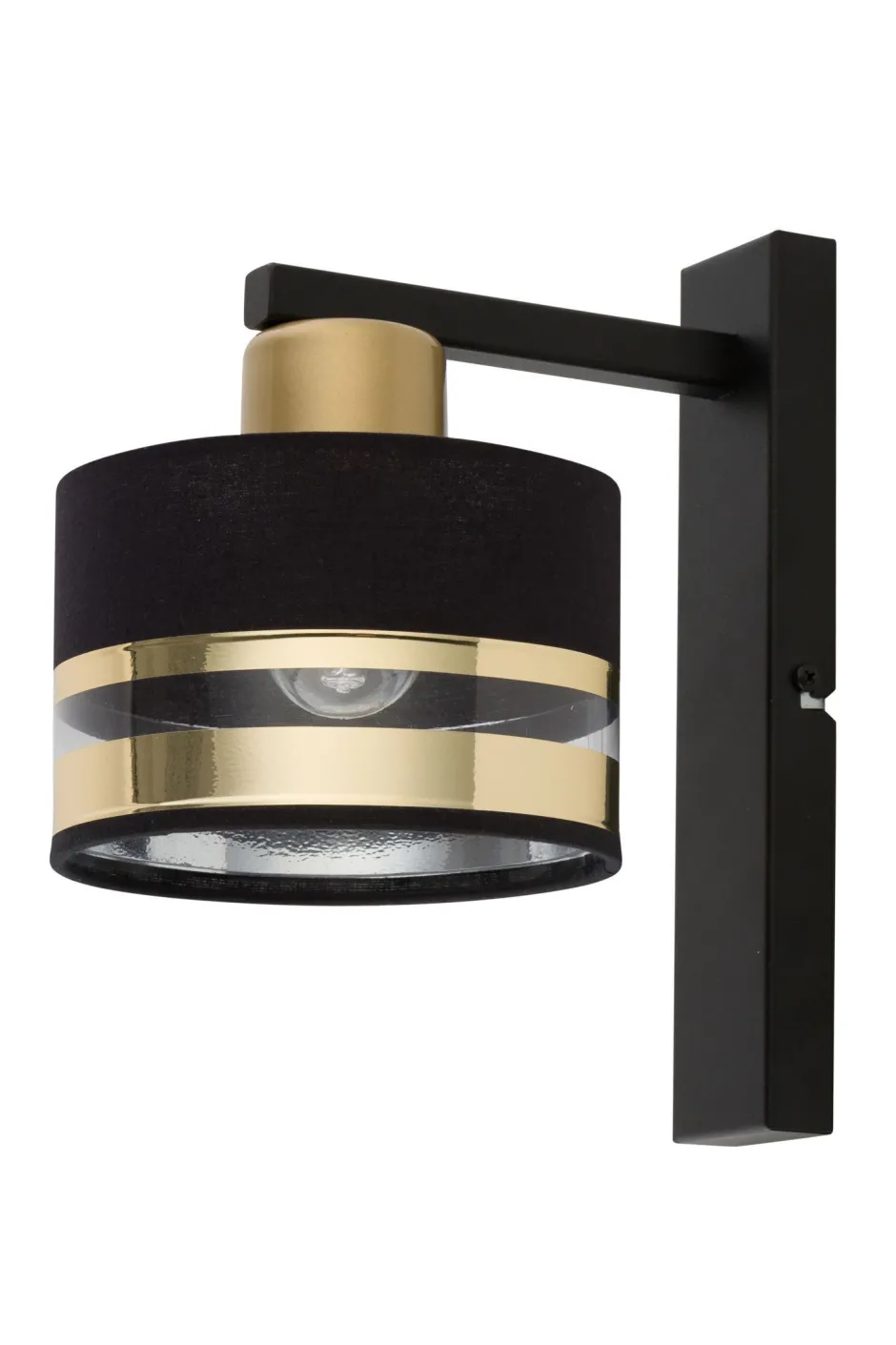 Sigma Schwarze Wandlampe Gold Akzent Metall B:15 cm E27< Wandleuchten|Küchenlampen