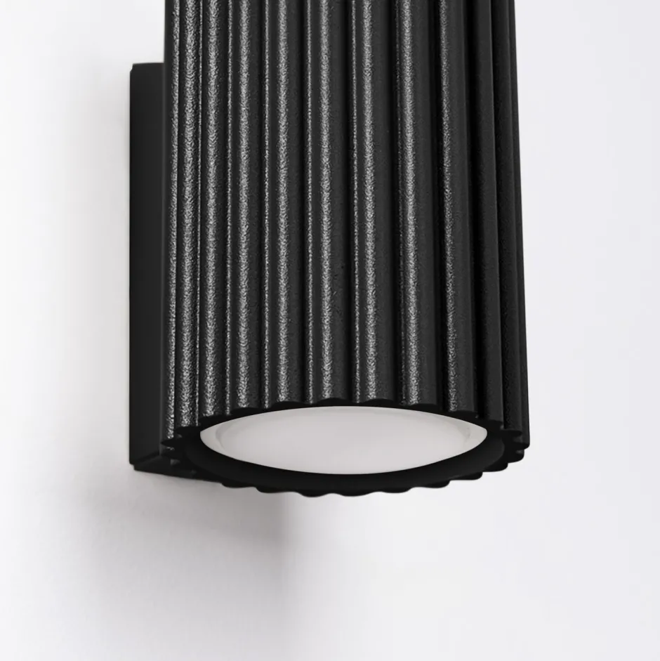 Flurlampen|Wohnzimmerlampen*Sollux Schwarze Wandlampe klein 10 cm hoch GU10 aus Aluminium Modern