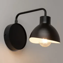 Sigma Schwarze Wandlampe Weiß Metall H:19 cm E27 stylisch< Wandleuchten|Küchenlampen