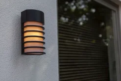 Metall Lampen|Fassadenstrahler*Eco-Light Schwarze Wandleuchte außen Aluminium H:24,3 cm IP54 E27