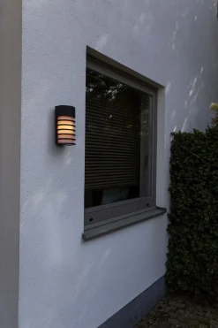 Metall Lampen|Fassadenstrahler*Eco-Light Schwarze Wandleuchte außen Aluminium H:24,3 cm IP54 E27