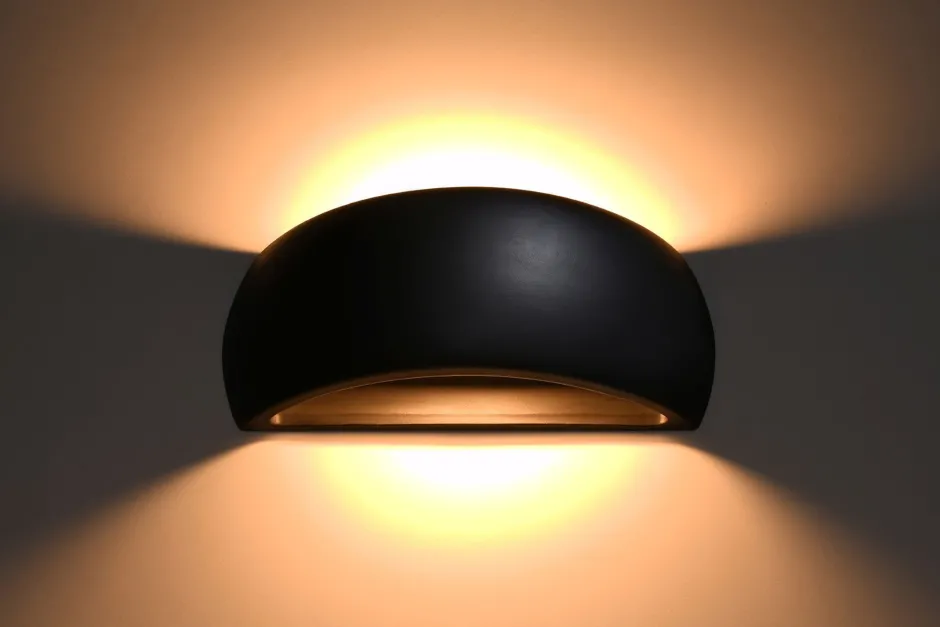 Wandleuchten|Flurlampen*Sollux Schwarze Wandleuchte Keramik Modern Up Down indirekt