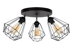 Bürolampen|Wohnzimmerlampen*Belis Schwarzer Deckenspot flexibel Metall E27 L:55 cm 3-flmg