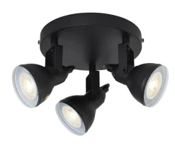 Searchlight Schwarzer Deckenspot Metall flexibel GU10 30 cm 3-flmg< Bürolampen|Wohnzimmerlampen