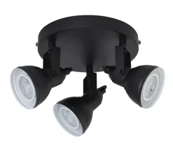 Searchlight Schwarzer Deckenspot Metall flexibel GU10 30 cm 3-flmg< Bürolampen|Wohnzimmerlampen
