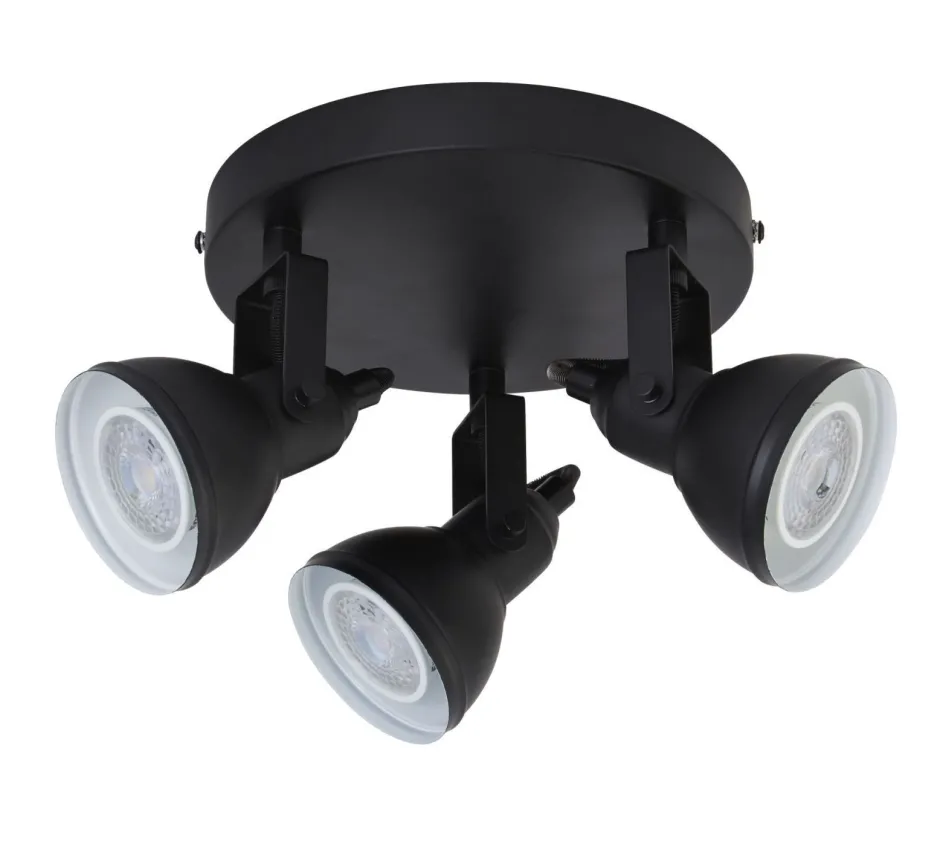 Searchlight Schwarzer Deckenspot Metall flexibel GU10 30 cm 3-flmg< Bürolampen|Wohnzimmerlampen