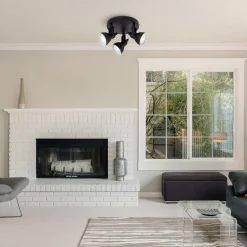 Searchlight Schwarzer Deckenspot Metall flexibel GU10 30 cm 3-flmg< Bürolampen|Wohnzimmerlampen