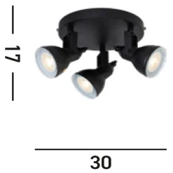 Searchlight Schwarzer Deckenspot Metall flexibel GU10 30 cm 3-flmg< Bürolampen|Wohnzimmerlampen