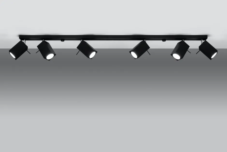 Wohnzimmerlampen|Moderne Lampen*Sollux Schwarzer Deckenstrahler FALERIA 120 cm lang 6x GU10
