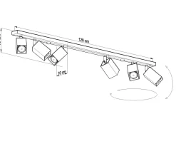 Wohnzimmerlampen|Moderne Lampen*Sollux Schwarzer Deckenstrahler FALERIA 120 cm lang 6x GU10