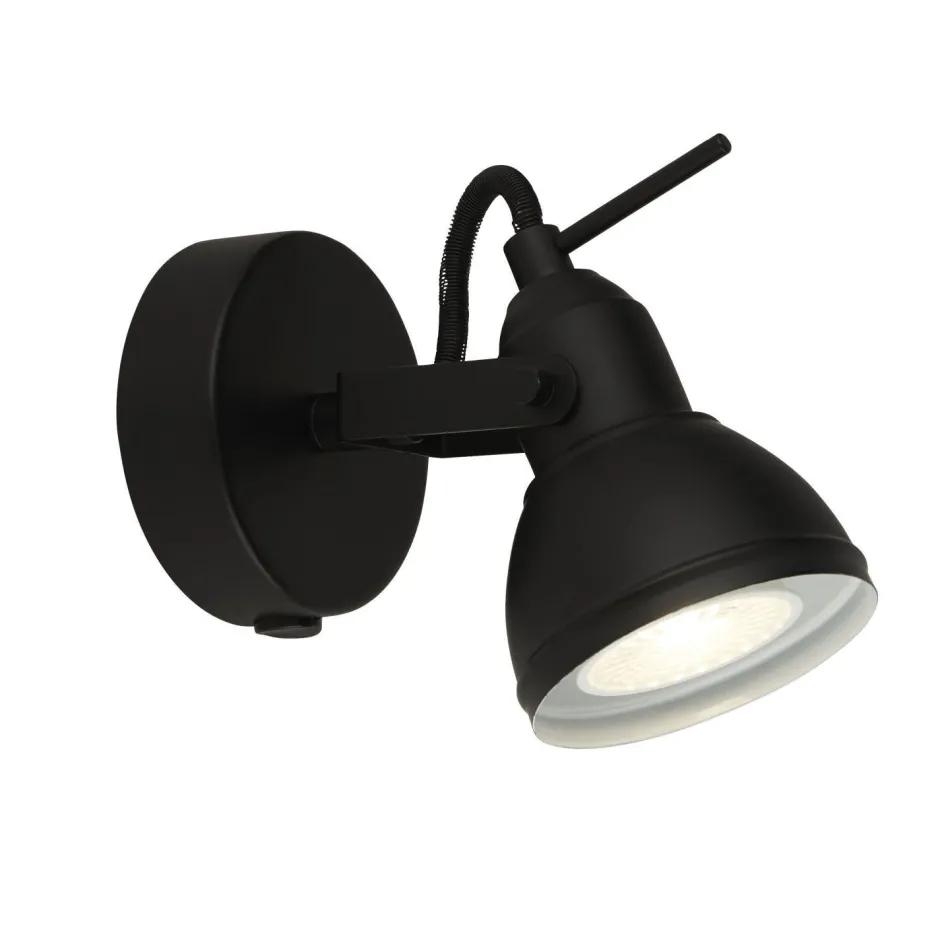 Searchlight Schwarzer Wandspot Metall verstellbar GU10 bis 50 W< Bürolampen|Wohnzimmerlampen