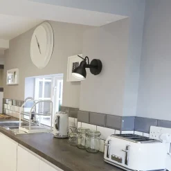 Searchlight Schwarzer Wandspot Metall verstellbar GU10 bis 50 W< Bürolampen|Wohnzimmerlampen