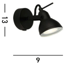 Searchlight Schwarzer Wandspot Metall verstellbar GU10 bis 50 W< Bürolampen|Wohnzimmerlampen