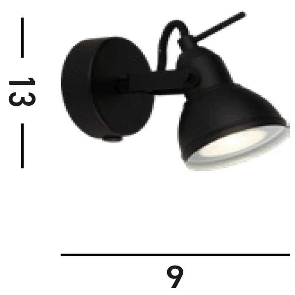 Searchlight Schwarzer Wandspot Metall verstellbar GU10 bis 50 W< Bürolampen|Wohnzimmerlampen
