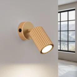 Sollux Schwenkbare Leselampe Wand GU10 B: 8 cm klein in Gold aus Alu< Flurlampen|Wohnzimmerlampen