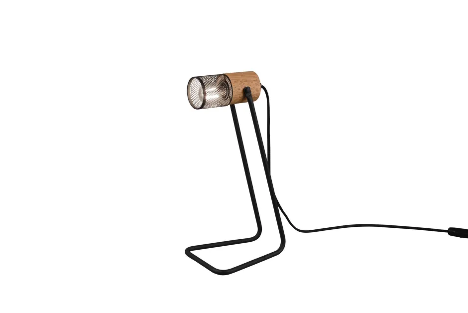 Trio Reality Schwenkbare Schreibtischlampe Metall Holz 40 cm E14< Bürolampen|Metall Lampen