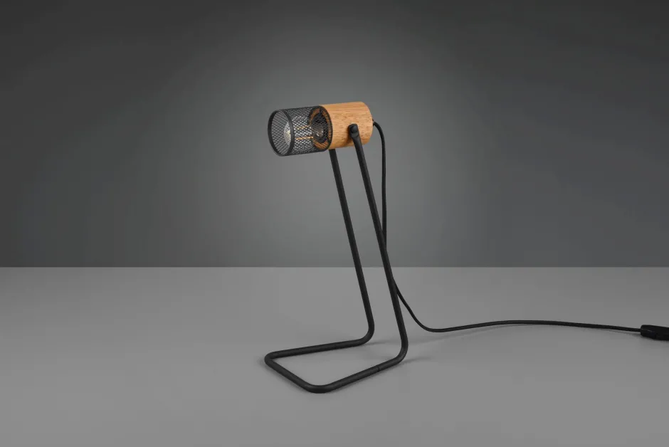 Trio Reality Schwenkbare Schreibtischlampe Metall Holz 40 cm E14< Bürolampen|Metall Lampen