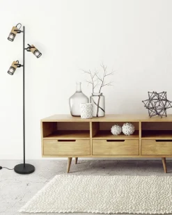 Trio Reality Schwenkbare Stehlampe Metall Holz 150 cm E14 Vintage< Wohnzimmerlampen|Metall Lampen