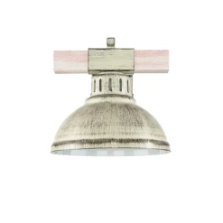 Rustikale Lampen|Vintage Lampen*Luminex Shabby Chic Wandlampe Weiß HAKON mit Echt Holz