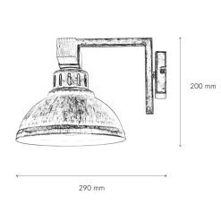 Rustikale Lampen|Vintage Lampen*Luminex Shabby Chic Wandlampe Weiß HAKON mit Echt Holz