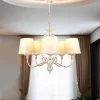 Jupiter Shabby Kronleuchter in Gold Ecru Ø64cm GANARA< Stofflampen|Esszimmer Lampen