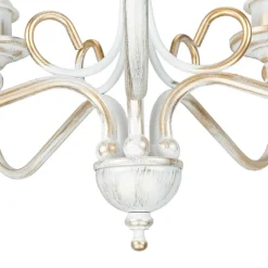 Jupiter Shabby Kronleuchter in Gold Ecru Ø64cm GANARA< Stofflampen|Esszimmer Lampen
