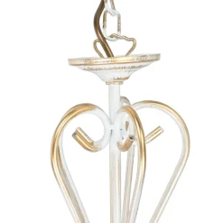 Jupiter Shabby Kronleuchter in Gold Ecru Ø64cm GANARA< Stofflampen|Esszimmer Lampen