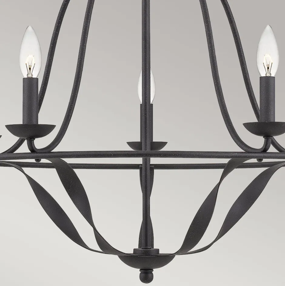 Wohnzimmerlampen|Esszimmer Lampen*Elstead Shabby Kronleuchter Metall Grau Ø 63,6 cm Rustikal