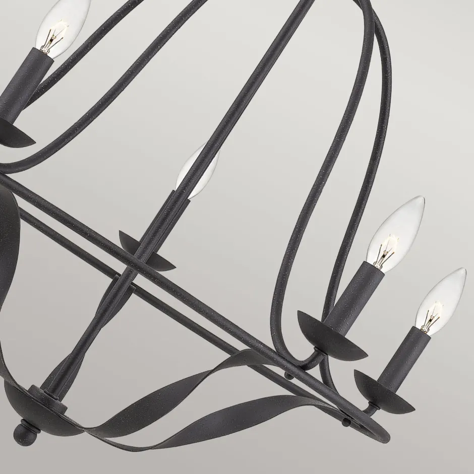 Wohnzimmerlampen|Esszimmer Lampen*Elstead Shabby Kronleuchter Metall Grau Ø 63,6 cm Rustikal