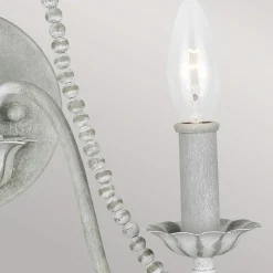 Wandleuchten|Schlafzimmer Lampen*Elstead Shabby Wandleuchte Metall Holzperlen H: 53,3 cm Grau Antik