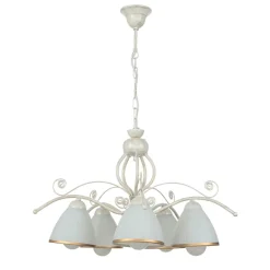 Hängelampen|Esszimmer Lampen*Lamkur Shabby Weiß Pendelleuchte Metall 5-flmg Esstisch