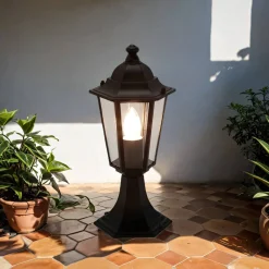 Rustikale Lampen|Wegeleuchten*Easylight Sockel Wegeleuchte Schwarz PARIS Landhausstil E27