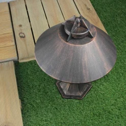 Rustikale Lampen|Wegeleuchten*Lido Sockellampe PRASO aus Aluminium in Schwarz-Kupfer