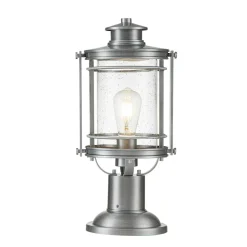 Vintage Lampen|Metall Lampen*Elstead Sockelleuchte Aluminium Glas E27 IP44 46,6 cm hoch