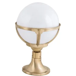 Lido Sockelleuchte außen Messing Kugel Schirm Weiß< Vintage Lampen|Messinglampen